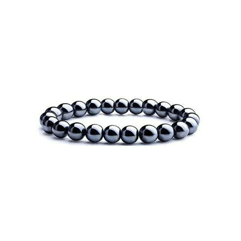 6-12mm Natural Hematite Stone Handmade Bracelet Elasticity Smooth Round Shape Beads Men Women's Jewelry 18-19cm sk502 - KIMLUD