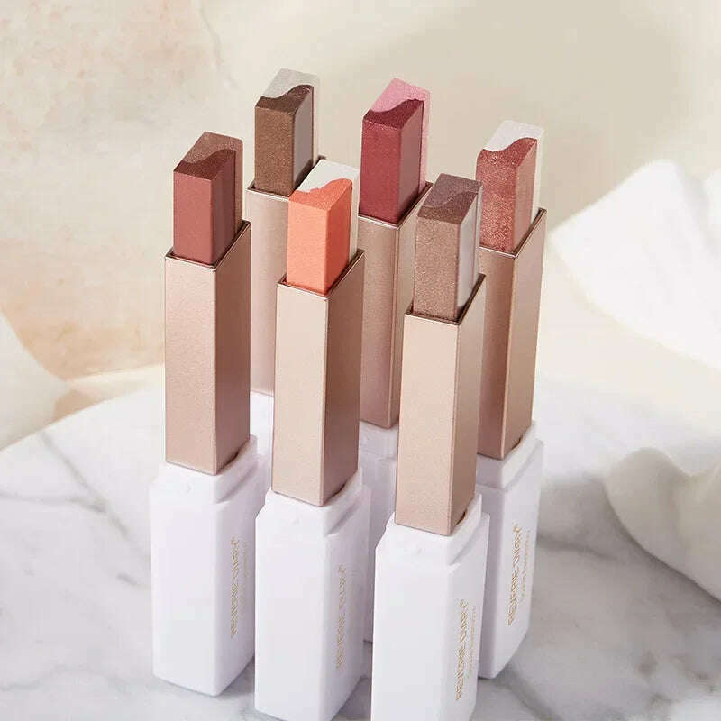 6 Colors Double Color Glitter Eye Shadow Stick Matte Eyeshadow Makeup Waterproof Bicolor Shimmer Cosmetics Beauty Makeup Tools - KIMLUD