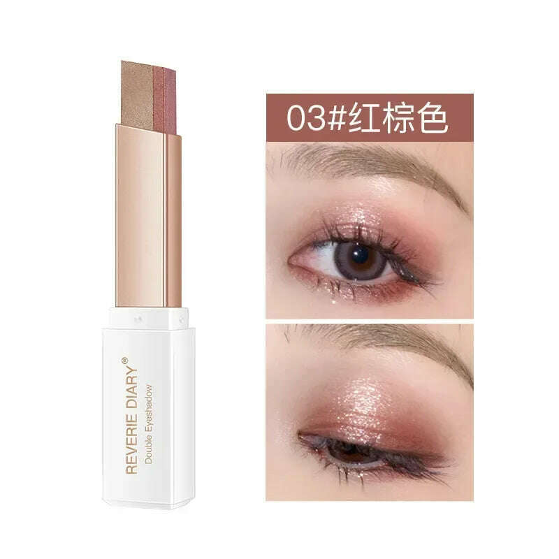 6 Colors Double Color Glitter Eye Shadow Stick Matte Eyeshadow Makeup Waterproof Bicolor Shimmer Cosmetics Beauty Makeup Tools - KIMLUD