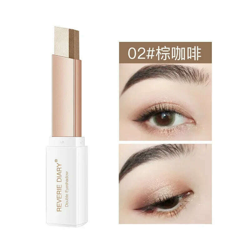 6 Colors Double Color Glitter Eye Shadow Stick Matte Eyeshadow Makeup Waterproof Bicolor Shimmer Cosmetics Beauty Makeup Tools - KIMLUD