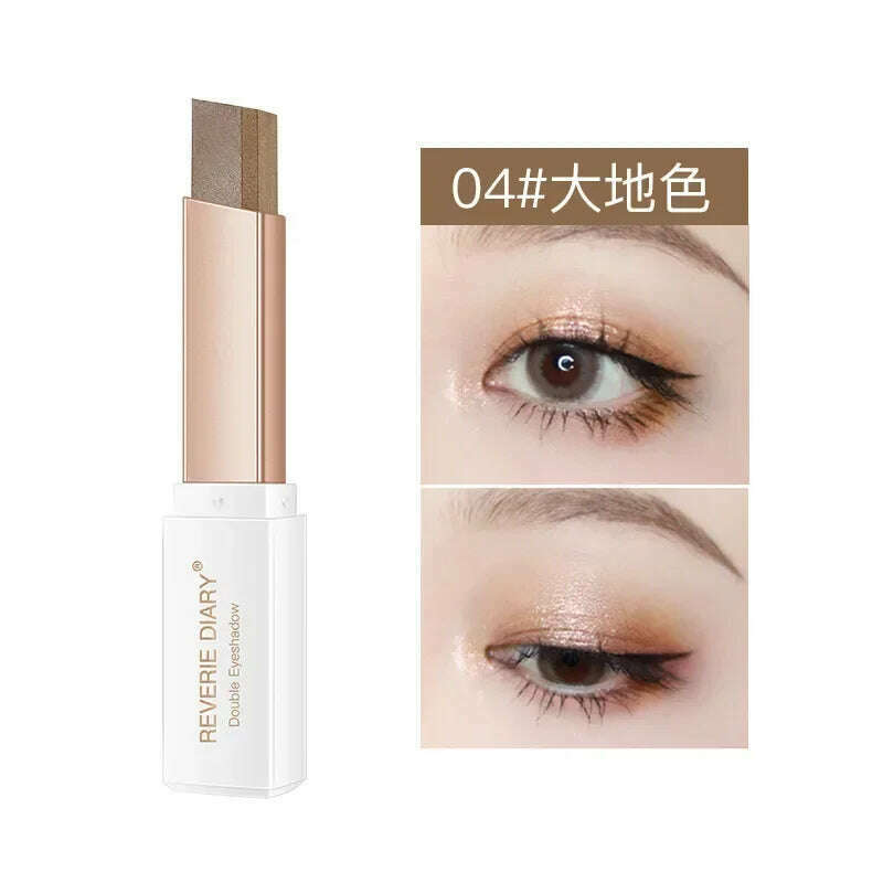 6 Colors Double Color Glitter Eye Shadow Stick Matte Eyeshadow Makeup Waterproof Bicolor Shimmer Cosmetics Beauty Makeup Tools - KIMLUD