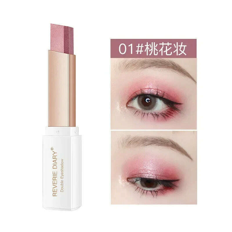6 Colors Double Color Glitter Eye Shadow Stick Matte Eyeshadow Makeup Waterproof Bicolor Shimmer Cosmetics Beauty Makeup Tools - KIMLUD