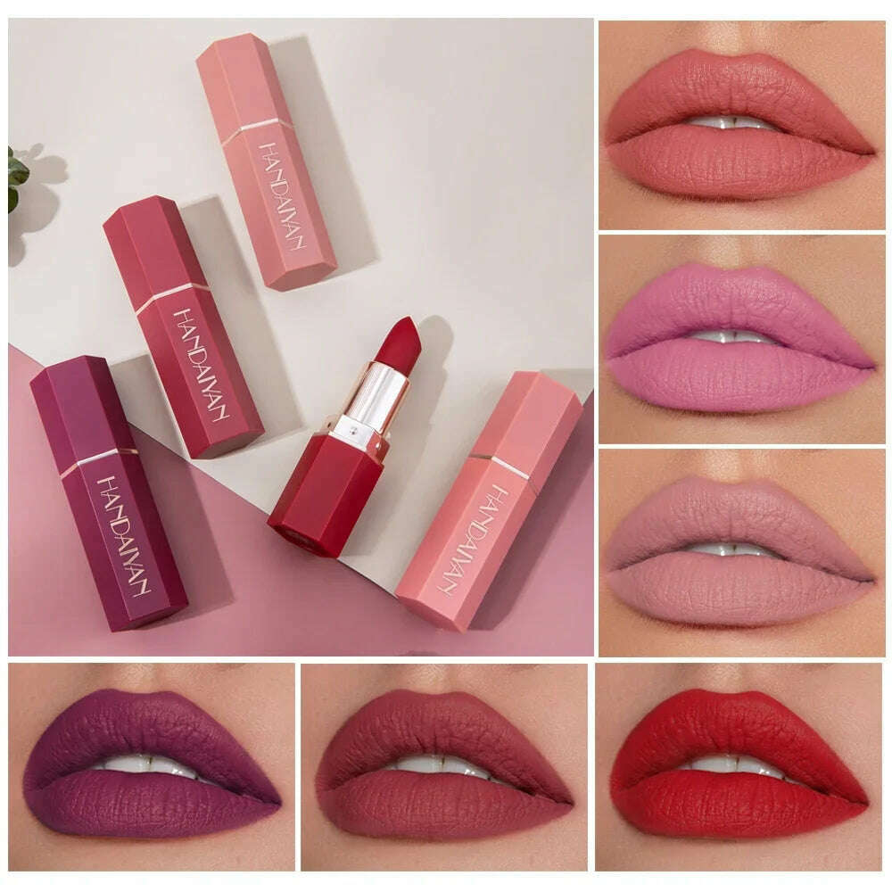 KIMLUD, 6 Colors Velvet Matte Lipstick Waterproof Non Fading Nude Lip Stick Long Lasting Nonstick Cup Lipsticks Women Makeup Cosmetic, KIMLUD Womens Clothes