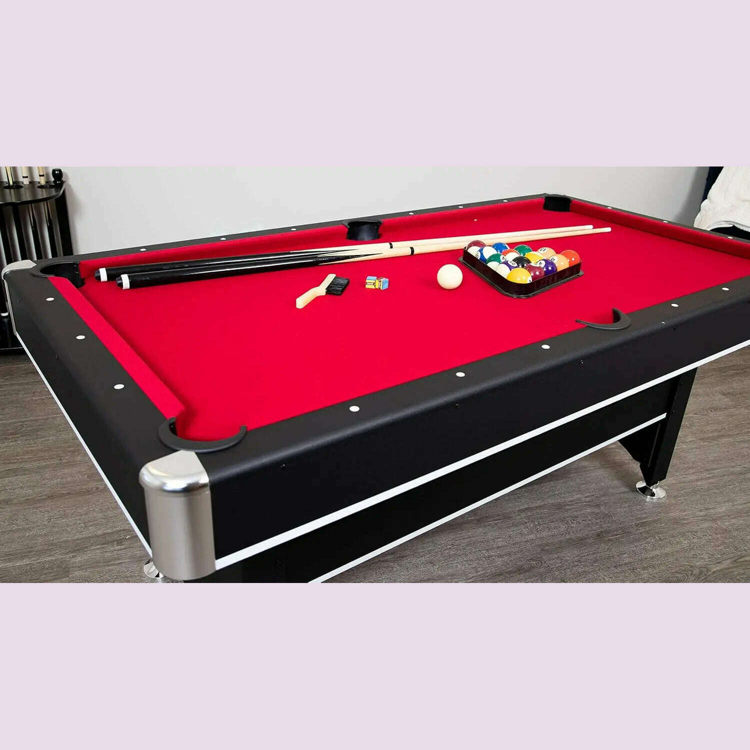 KIMLUD, 6-ft Pool Table with Table Tennis Top - Black with Red Felt, KIMLUD Womens Clothes