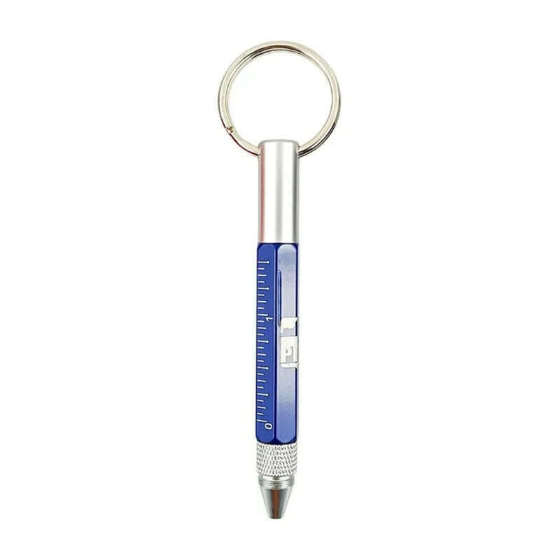 6 In 1 Tool Pens Small Ballpoint Rotating Metal Pens Screwdriver Hexagonal Touch Screen Carabiner Scale Keychain Writing Tools - KIMLUD