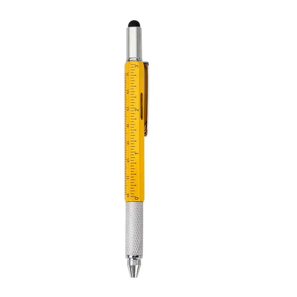 6 In1 Multi-Function Ballpoint Pen 1PC Modern Handheld Tool Measure Technical Ruler Screwdriver Touch Screen Stylus Spirit Level - KIMLUD