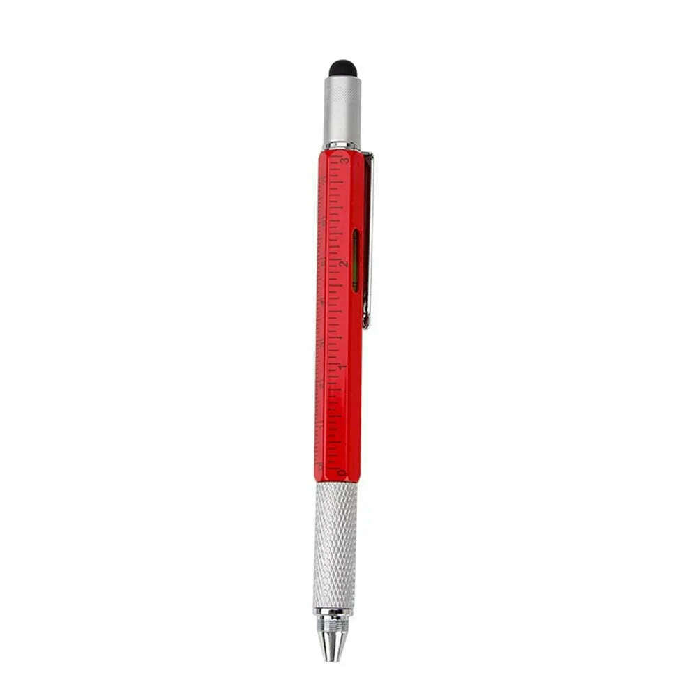 KIMLUD, 6 In1 Multi-Function Ballpoint Pen 1PC Modern Handheld Tool Measure Technical Ruler Screwdriver Touch Screen Stylus Spirit Level, Red / Ship Within 24 Hours / CHINA, KIMLUD Womens Clothes