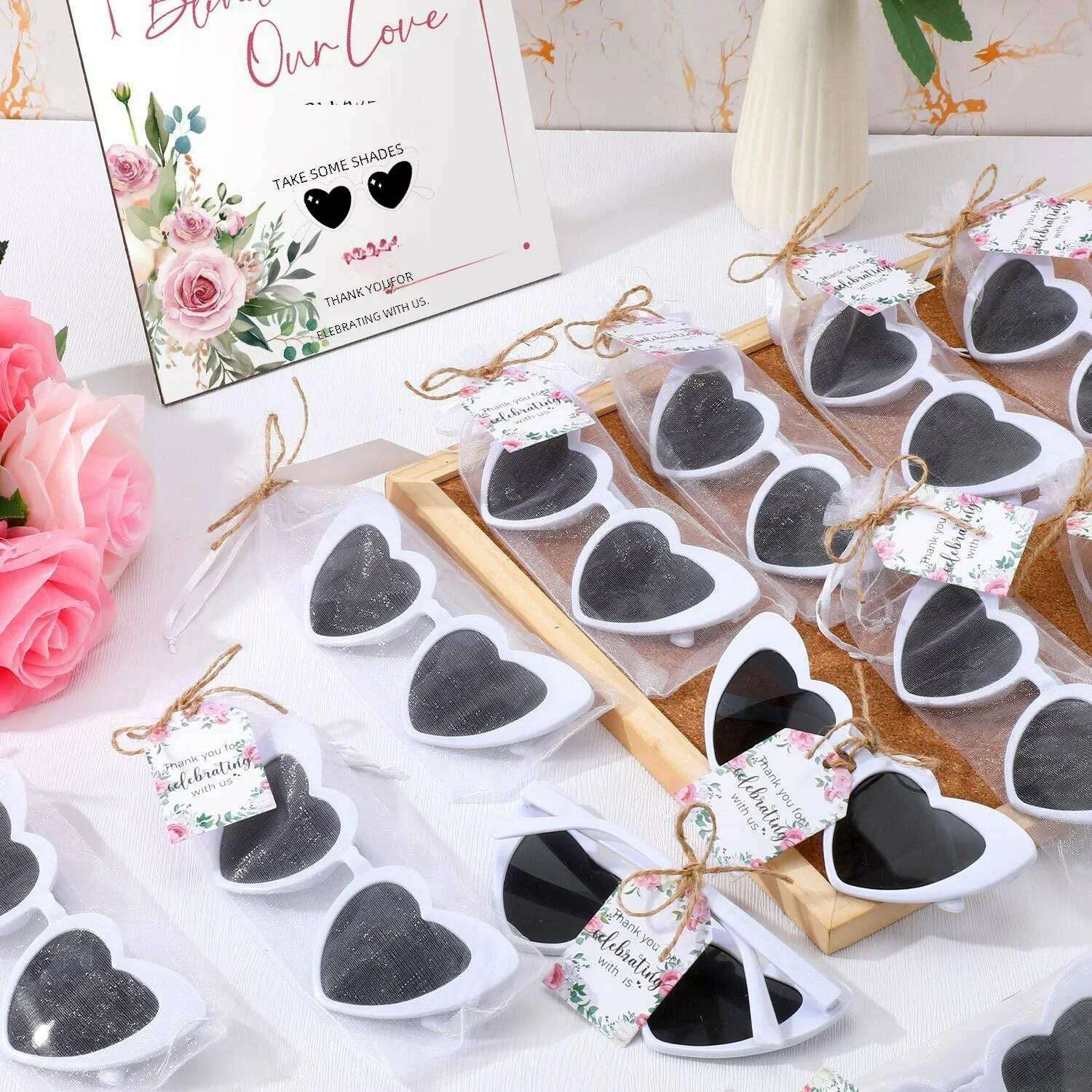 KIMLUD, 60-12Pcs Heart Shaped Glasses Bachelorette Hen Party Sunglasses Team Bride To Be Bridesmaid Gift Beach Pool Bridal Wedding Decor, KIMLUD Womens Clothes