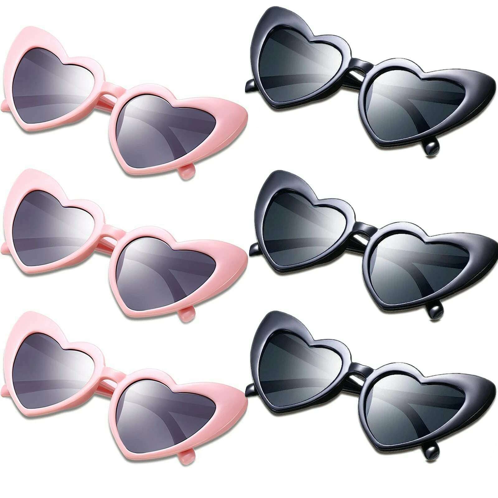 KIMLUD, 60-12Pcs Heart Shaped Glasses Bachelorette Hen Party Sunglasses Team Bride To Be Bridesmaid Gift Beach Pool Bridal Wedding Decor, Pink Black / 24 Pcs / CHINA, KIMLUD APPAREL - Womens Clothes