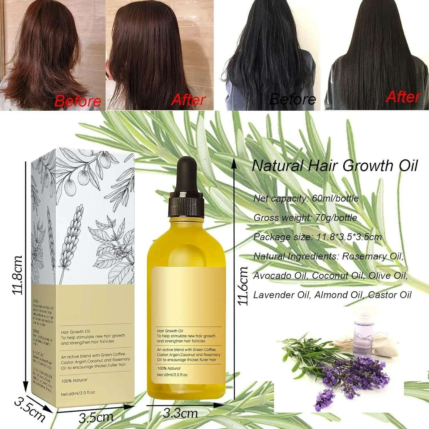 KIMLUD, 60ml Improve Frizz Nourishing Hair Care Oil Repair Oil,Thrive Hair Growth Oil Healthy Gifts For Women Girls Party Supplies, KIMLUD Womens Clothes