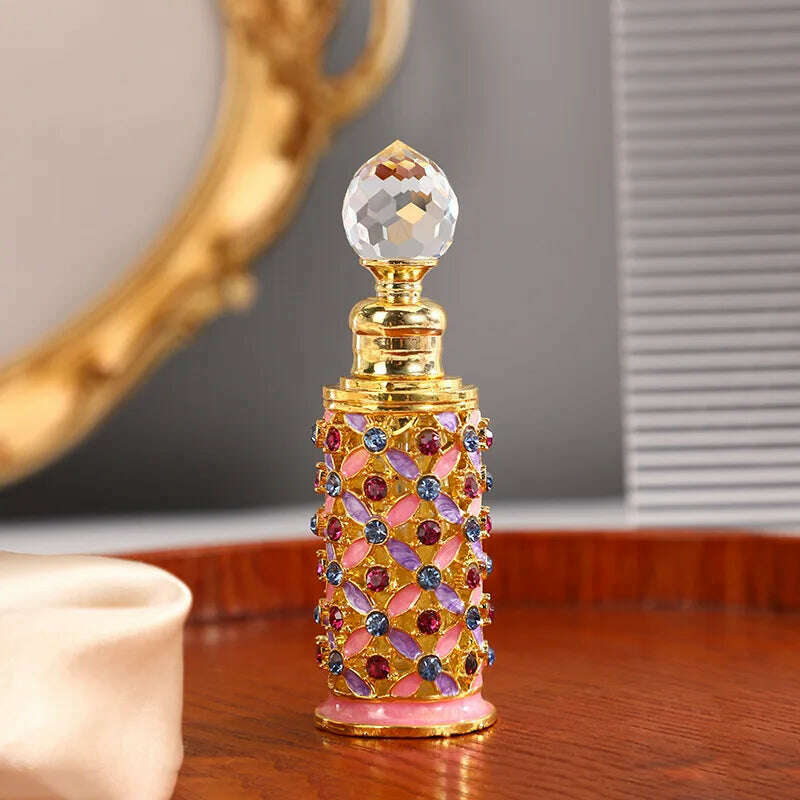 KIMLUD, 60X 12ml Enamel Color Craft Arabic Essential Oil Bottles Dubai Style Glass Perfume Bottles Retro Luxury Dropper Bottle Container, Style 2 / 12ml / CHINA | Metal, KIMLUD APPAREL - Womens Clothes