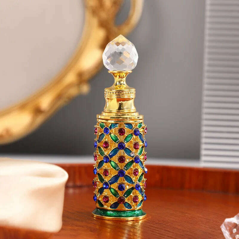 KIMLUD, 60X 12ml Enamel Color Craft Arabic Essential Oil Bottles Dubai Style Glass Perfume Bottles Retro Luxury Dropper Bottle Container, Style 5 / 12ml / CHINA | Metal, KIMLUD APPAREL - Womens Clothes