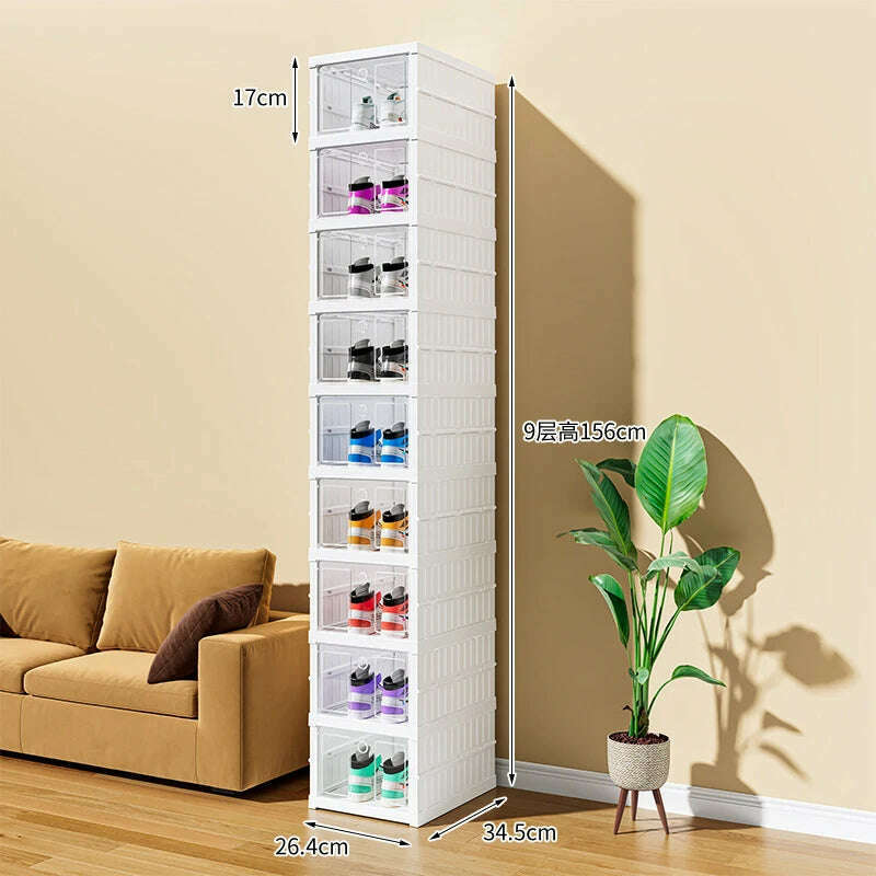 KIMLUD, 6/9 Layers Shoes Box Foldable Transparent Sneaker Shoe Storage Organizers Box Stackable Dustproof High-top Cabinet Shoe Rack She, 9-layer shoe rack, KIMLUD APPAREL - Womens Clothes