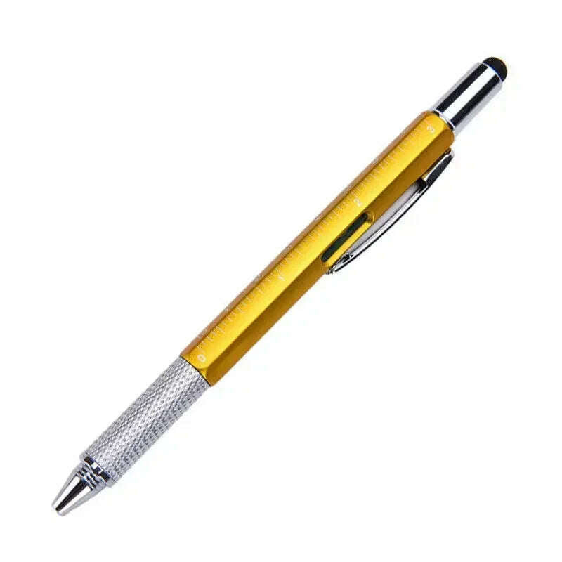 7-in-1 Multifunctional Screen Touch Ballpoint Pen Capacitive Pen with Screwdriver Scale Level Pens Gadgets Construction Tools - KIMLUD