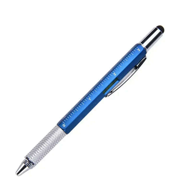 7-in-1 Multifunctional Screen Touch Ballpoint Pen Capacitive Pen with Screwdriver Scale Level Pens Gadgets Construction Tools - KIMLUD