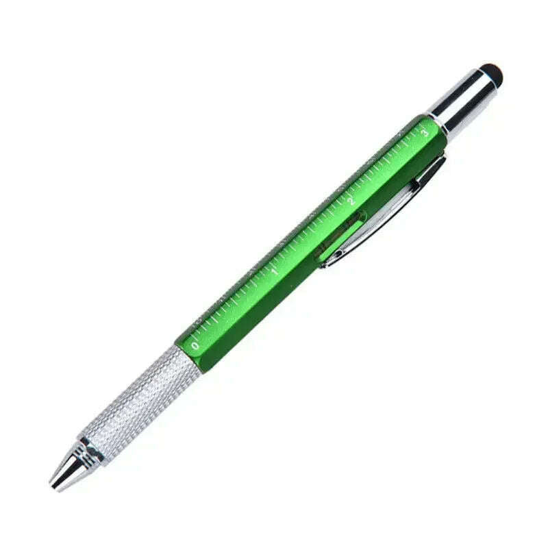 7-in-1 Multifunctional Screen Touch Ballpoint Pen Capacitive Pen with Screwdriver Scale Level Pens Gadgets Construction Tools - KIMLUD