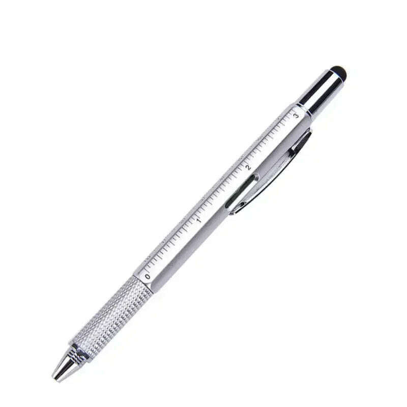 7-in-1 Multifunctional Screen Touch Ballpoint Pen Capacitive Pen with Screwdriver Scale Level Pens Gadgets Construction Tools - KIMLUD