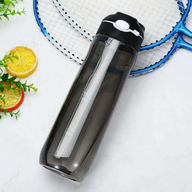 750ml Sports Water Bottle with straw For Camping Hiking Outdoor Plastic Transparent BPA Free Bottle For Men Drinkware - KIMLUD