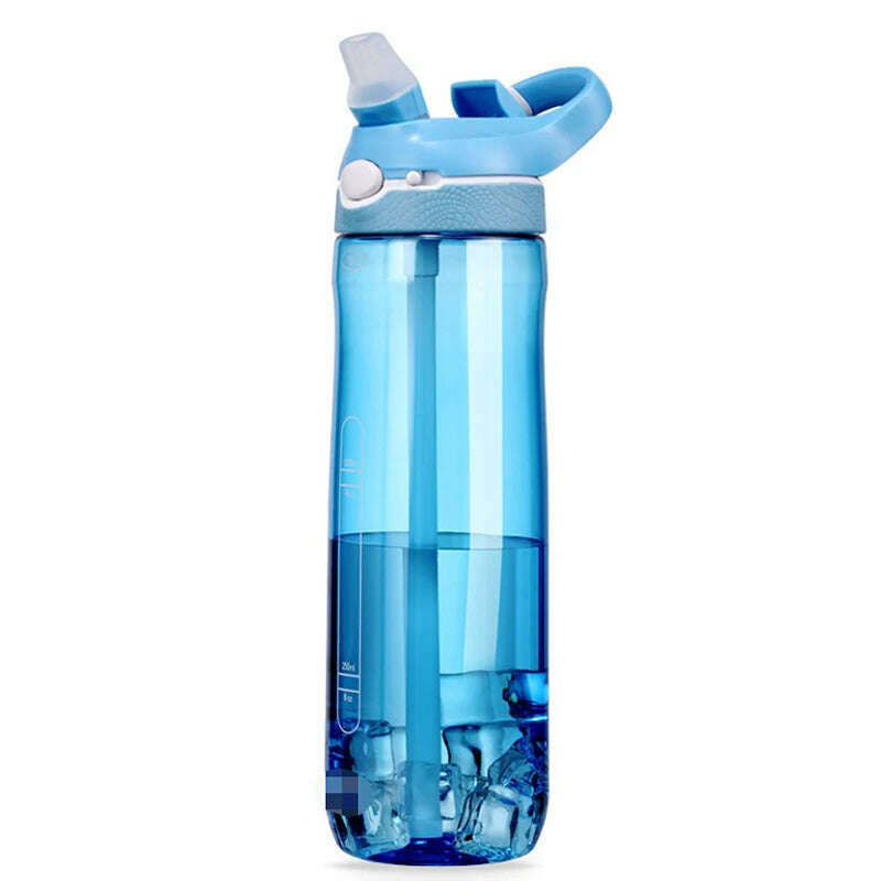 750ml Sports Water Bottle with straw For Camping Hiking Outdoor Plastic Transparent BPA Free Bottle For Men Drinkware - KIMLUD