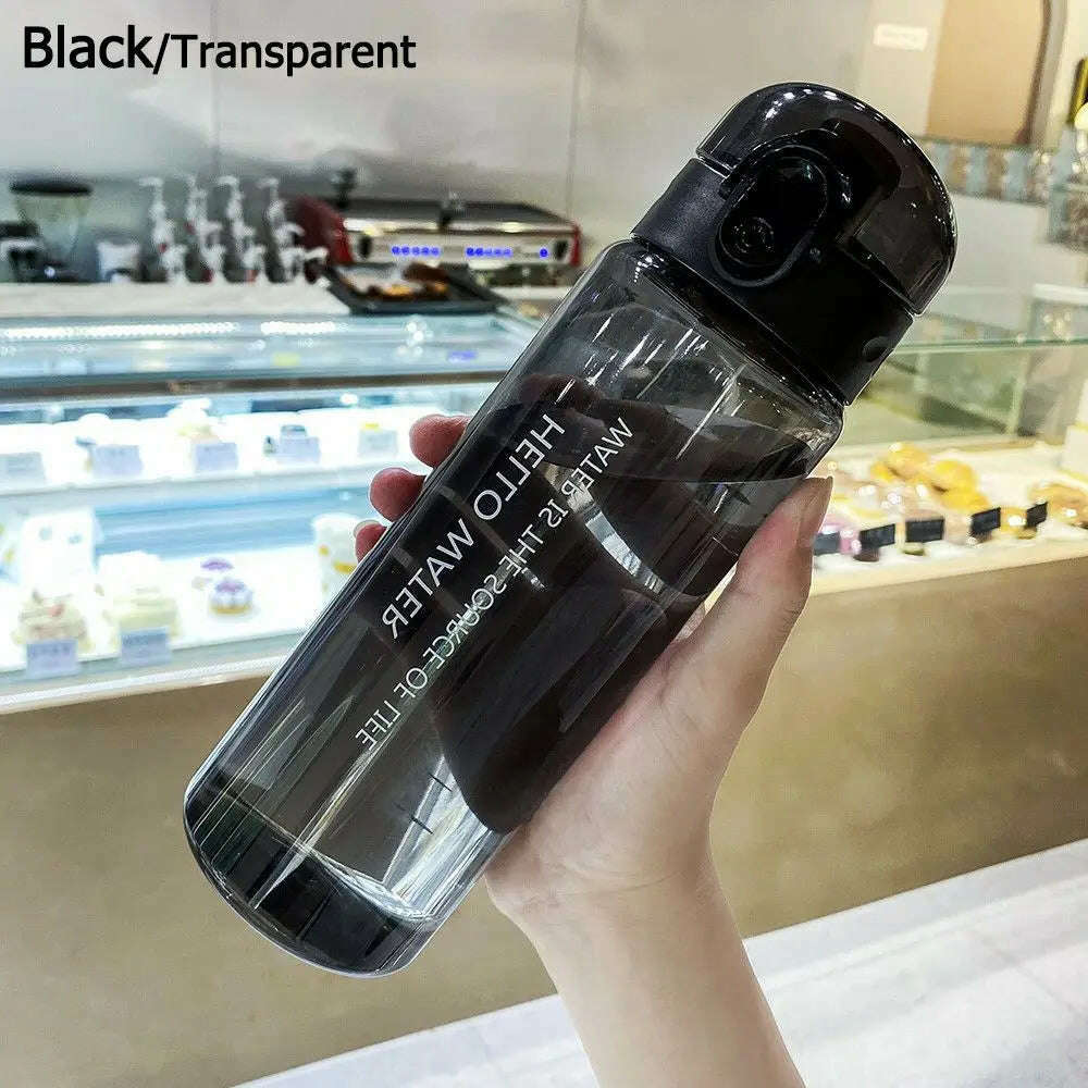 KIMLUD, 780ml Sports Water Bottle Drinking Cup Portable Gym Travel Plastic Clear Leakproof Drinking Bottle Transparent / Frosted Bottle, black-Transparent, KIMLUD Womens Clothes