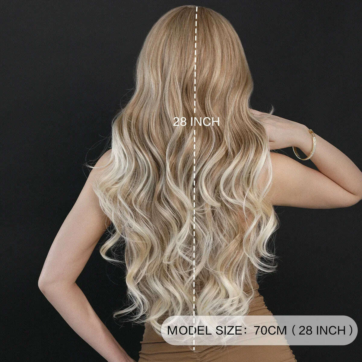 7JHH WIGS 13*4 Lace Front Wig Long Loose Wavy Blonde Wig for Women Synthetic Light Brown Lace Side Bangs Wigs Natural Looking - KIMLUD