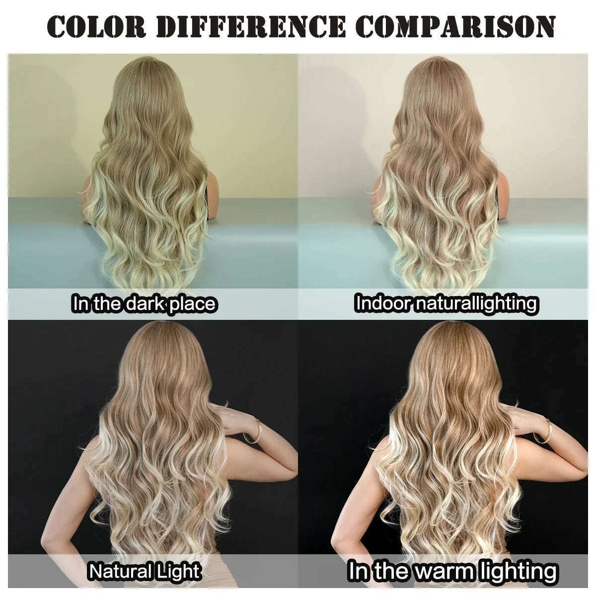 7JHH WIGS 13*4 Lace Front Wig Long Loose Wavy Blonde Wig for Women Synthetic Light Brown Lace Side Bangs Wigs Natural Looking - KIMLUD