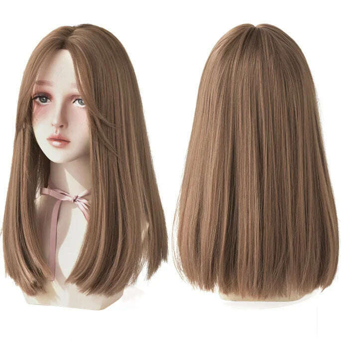 7JHHWIGS Long Straight Synthetic Light Brown Wigs With Bang For Women Heat-Resistant Daily Use Hair Hot Sell Wholesale Wigs - KIMLUD