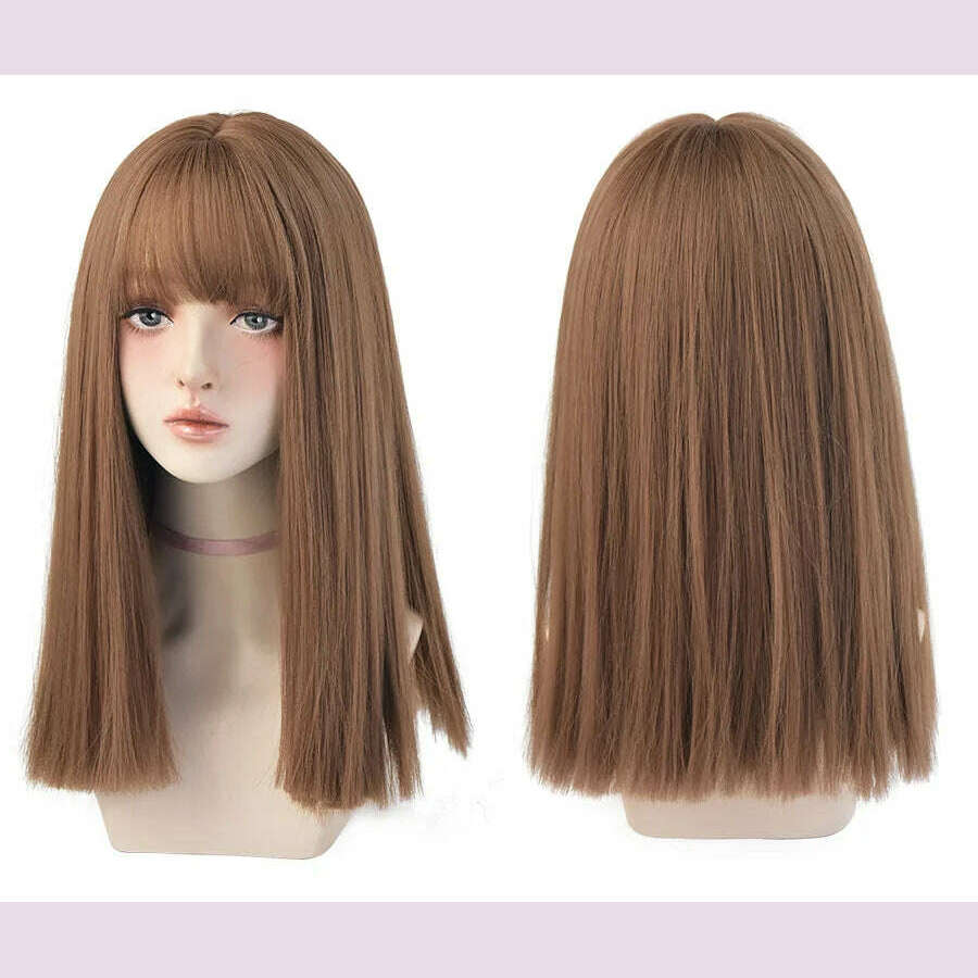 7JHHWIGS Long Straight Synthetic Light Brown Wigs With Bang For Women Heat-Resistant Daily Use Hair Hot Sell Wholesale Wigs - KIMLUD