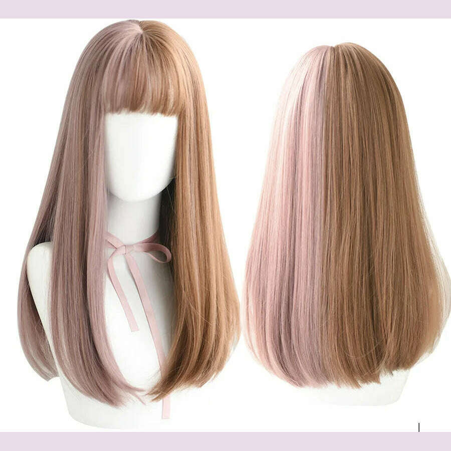 7JHHWIGS Long Straight Synthetic Light Brown Wigs With Bang For Women Heat-Resistant Daily Use Hair Hot Sell Wholesale Wigs - KIMLUD