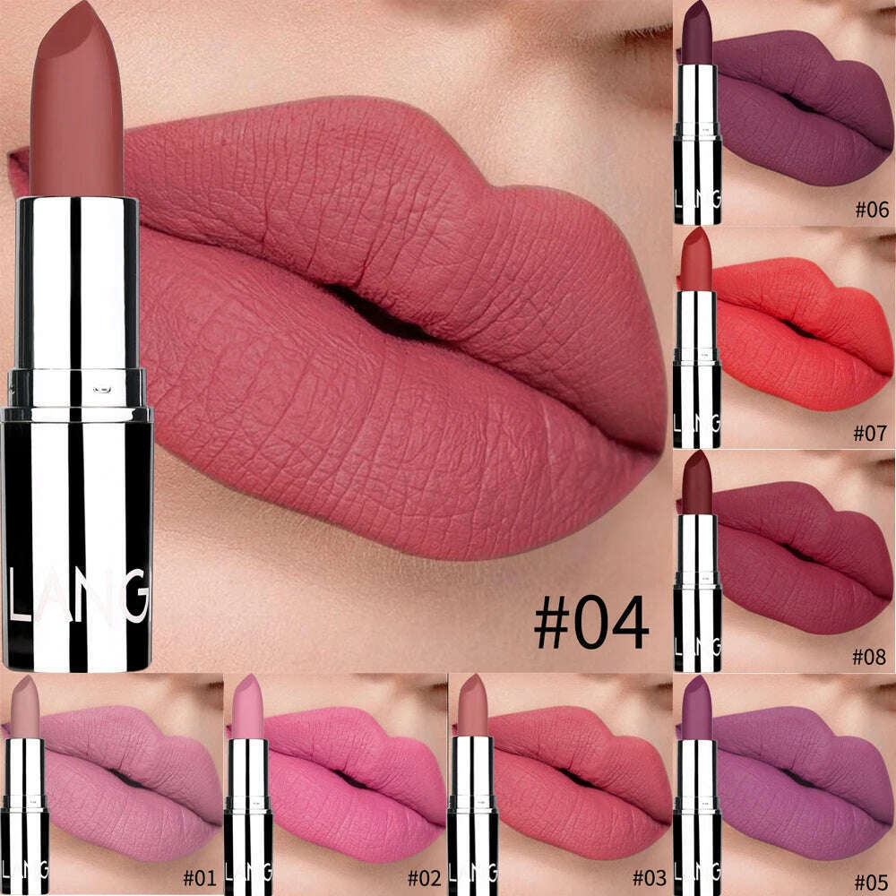 KIMLUD, 8 Colors Matte Bullet Lipstick Waterproof Long-Lasting Velvet Lipstick Easy To Wear 2023 Nude Batom Nutritious Makeup, KIMLUD Womens Clothes