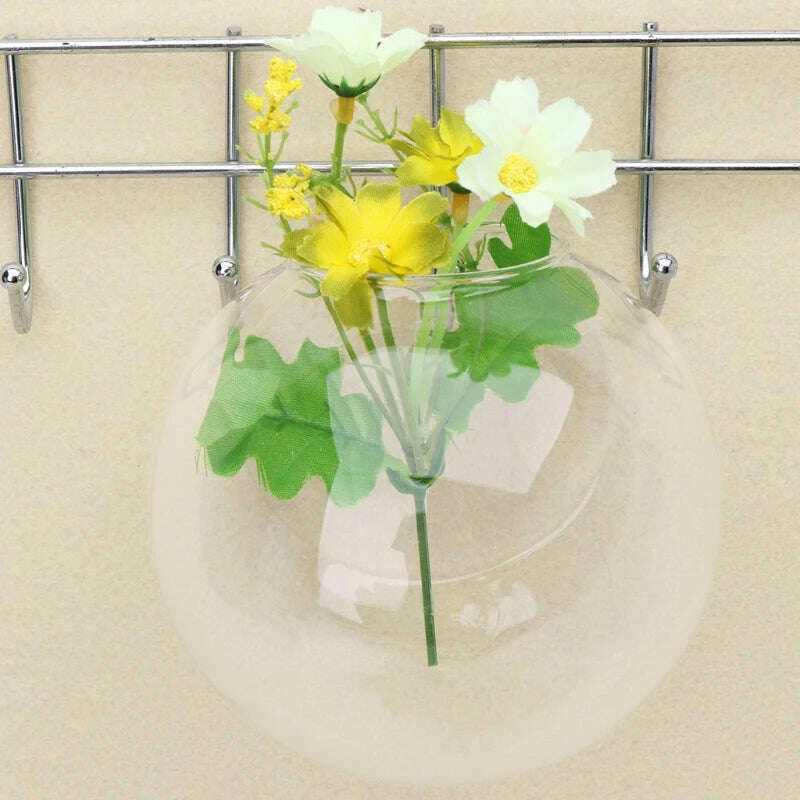 8cm/10cm/12cm Wall Hanging Hydroponic Glass Vase Small Hanging Fish Tank Wall Mount Glass Vase Landscape Decoration - KIMLUD