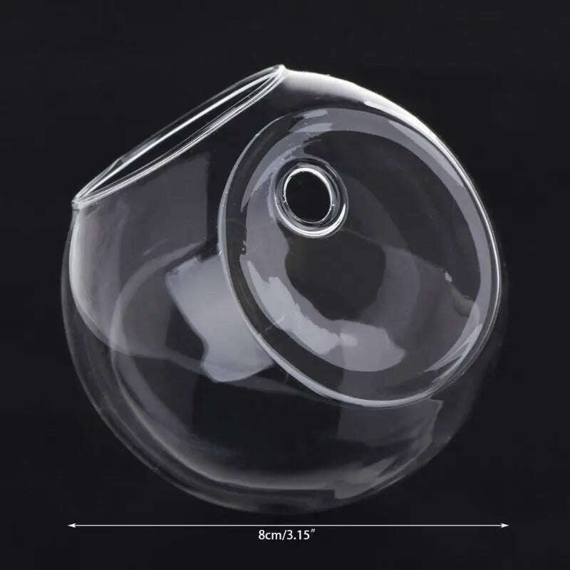 8cm/10cm/12cm Wall Hanging Hydroponic Glass Vase Small Hanging Fish Tank Wall Mount Glass Vase Landscape Decoration - KIMLUD