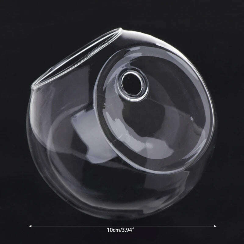 8cm/10cm/12cm Wall Hanging Hydroponic Glass Vase Small Hanging Fish Tank Wall Mount Glass Vase Landscape Decoration - KIMLUD