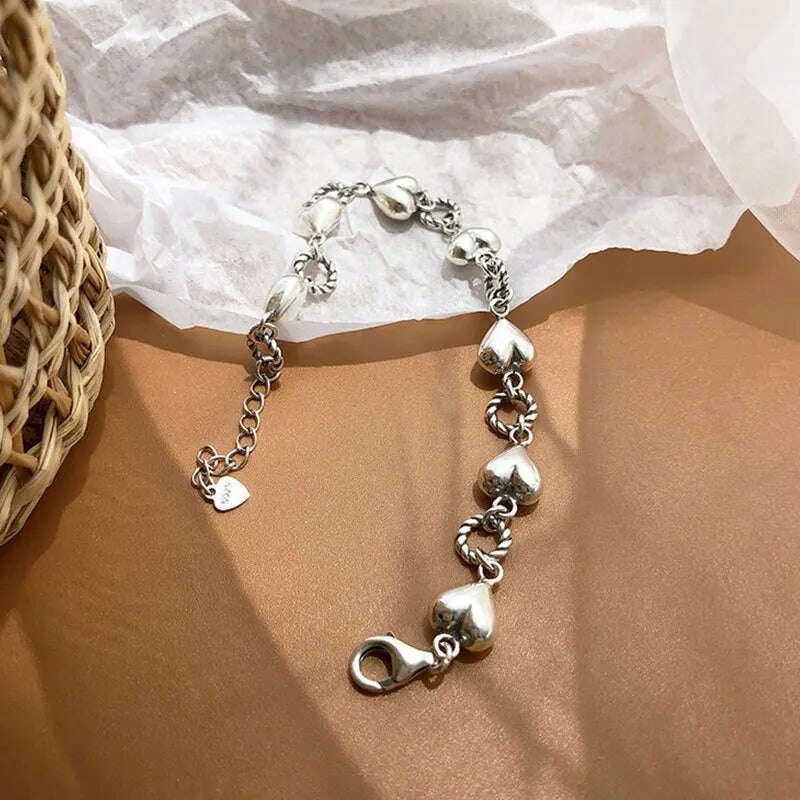 KIMLUD, 925 Sterling Silver Bracelet Good Luck Ball Words Punk Heart Strawberry For Woman Girl Fashion Jewelry Gift Dropship Wholesale, 11, KIMLUD APPAREL - Womens Clothes