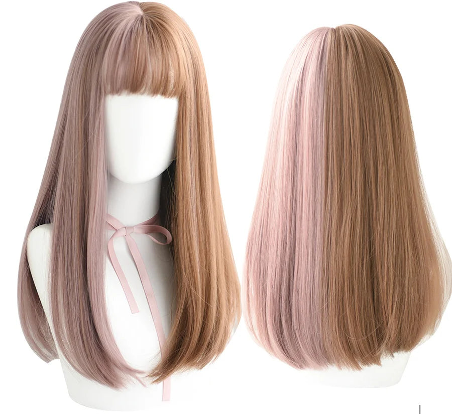 KIMLUD, 7JHHWIGS Long Straight Synthetic Light Brown Wigs With Bang For Women Heat-Resistant Daily Use Hair Hot Sell Wholesale Wigs, KIMLUD Womens Clothes