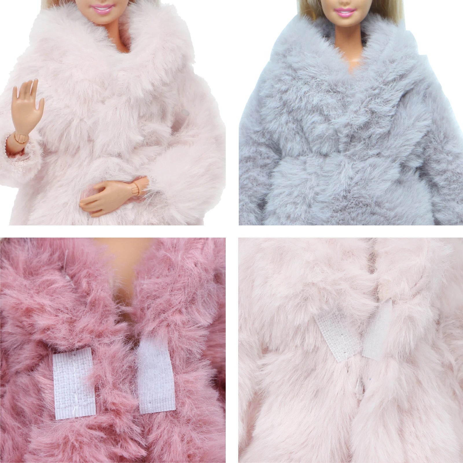 KIMLUD, Multicolor 2 Pcs/Set Long Sleeve Soft Fur Plush Coat Dress + High Heel Winter Wear Accessories for Barbie Doll Clothes Kids Toy, KIMLUD Womens Clothes