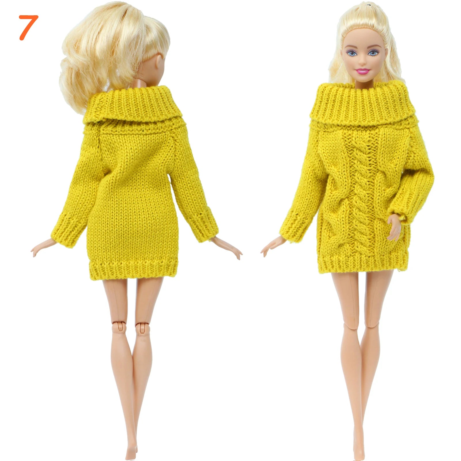 KIMLUD, Multicolor 2 Pcs/Set Long Sleeve Soft Fur Plush Coat Dress + High Heel Winter Wear Accessories for Barbie Doll Clothes Kids Toy, 7, KIMLUD APPAREL - Womens Clothes