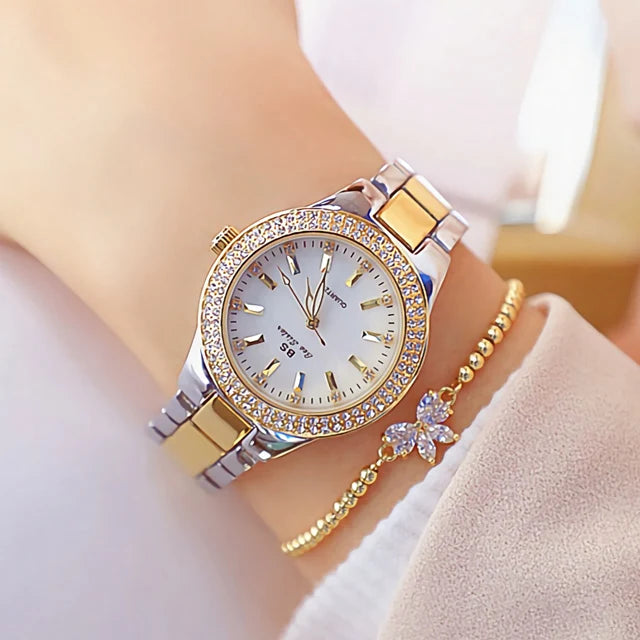 2022 Ladies Wrist Watches Dress Gold Watch Women Crystal Diamond Watches Stainless Steel Silver Clock Women Montre Femme 2021