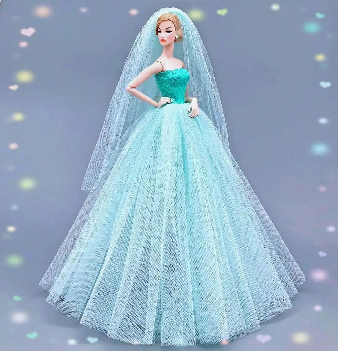 KIMLUD, hot Wedding Dress for Barbie Doll Princess Evening Party Clothes Wears Long Dress Outfit Set for barbie clothes, see chart8 1, KIMLUD APPAREL - Womens Clothes