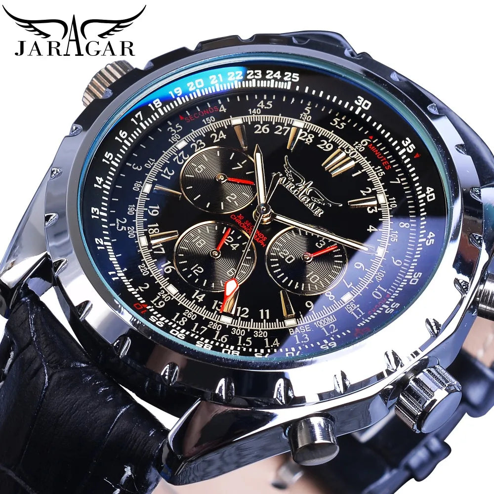 2020 Jaragar Top Brand Luxury Mechanical Male Watches Blue Glass Aviator Series Military True Men's Sport Automatic Wrist Watch