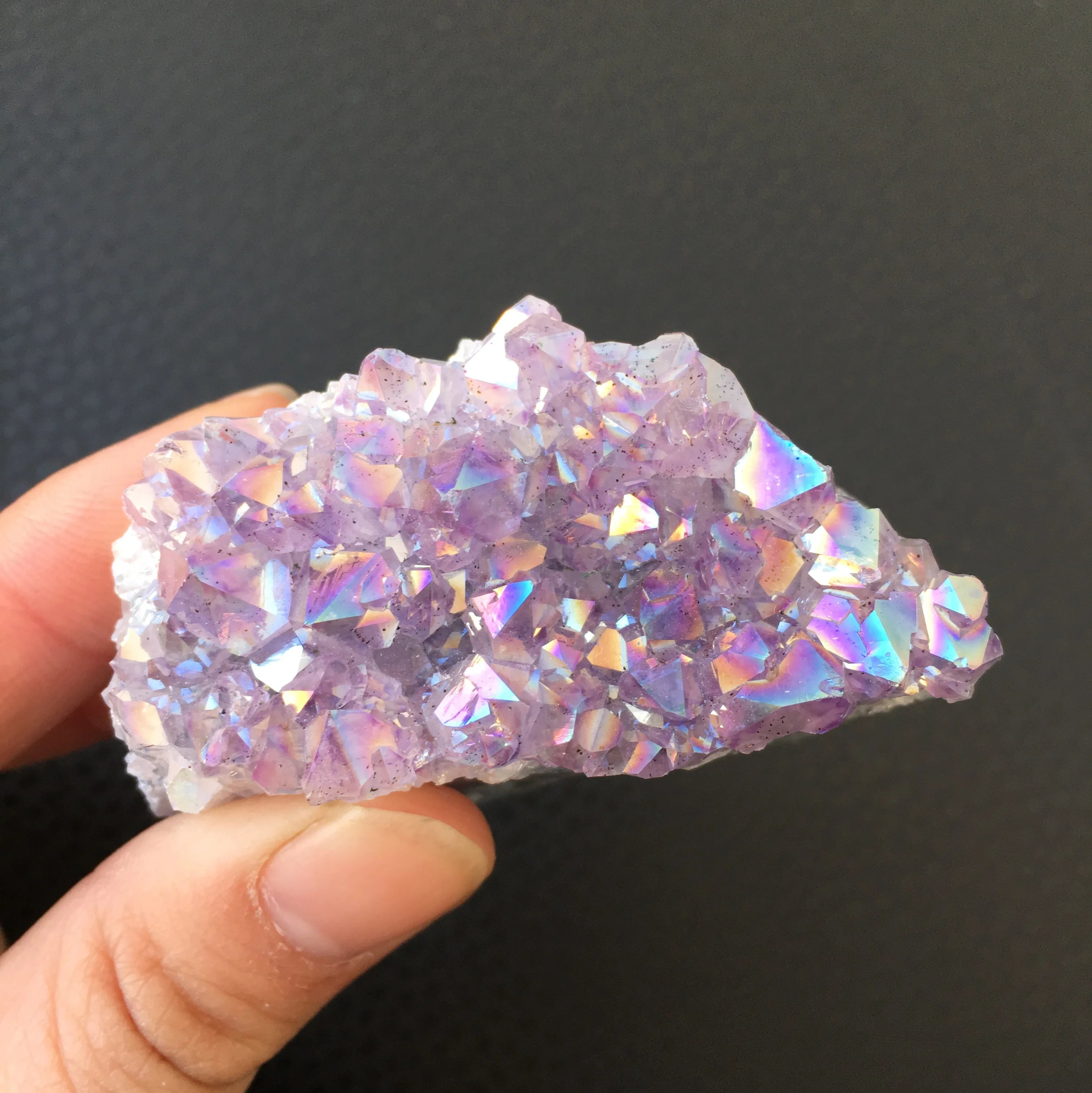 lovely rainbow angel aura crazy amethyst clusters natural quartz crystal rough lealing stone for children gifts