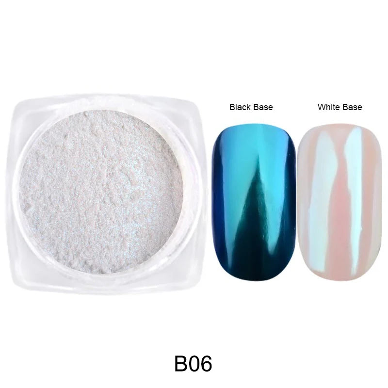 KIMLUD, Solid Powder Nail Glitter Aurora Mirror Chrome Mermaid Pigment Holographic Rubbing Dust Nail Art Decorations Manicure TRG01-06-2, B06, KIMLUD APPAREL - Womens Clothes