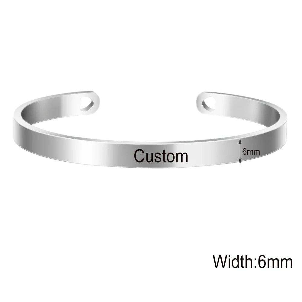 Three Colors Customized 6MM Bangle Personalize French Rocker Johnny Hallyday Memorial Stainless Steel Bracelets & Bangles SL-068