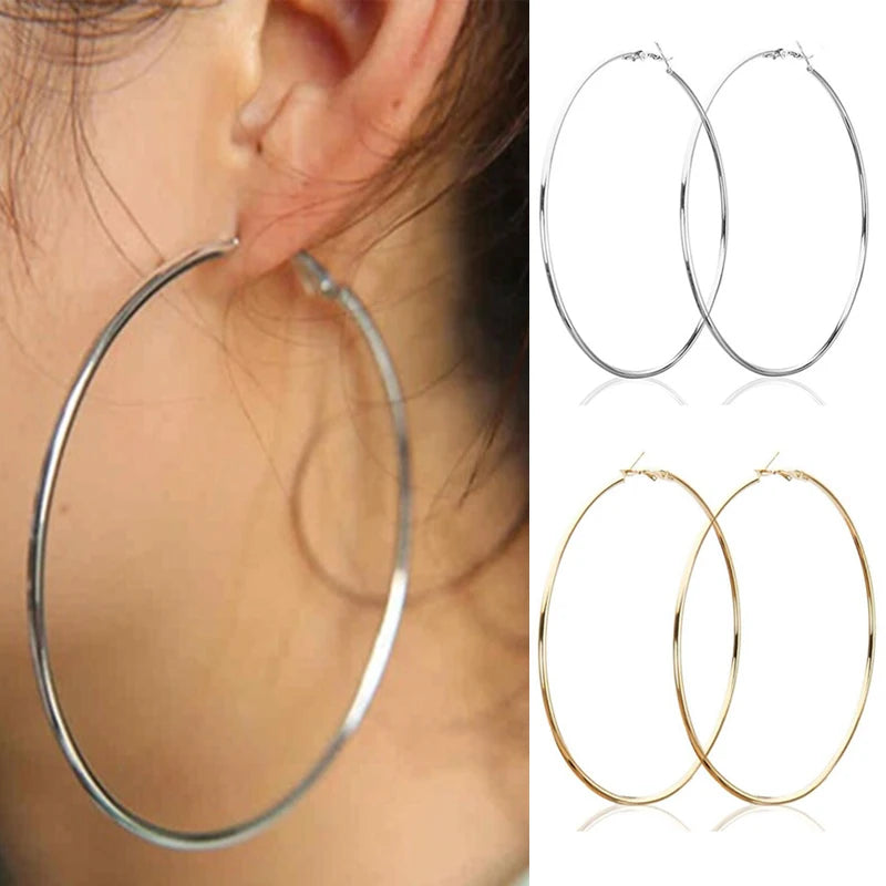 Women 3-10cm Small Big Circle Hoop Earrings Statement Ear Ring Fashion Jewelry Gift Nightclub DJ 2020