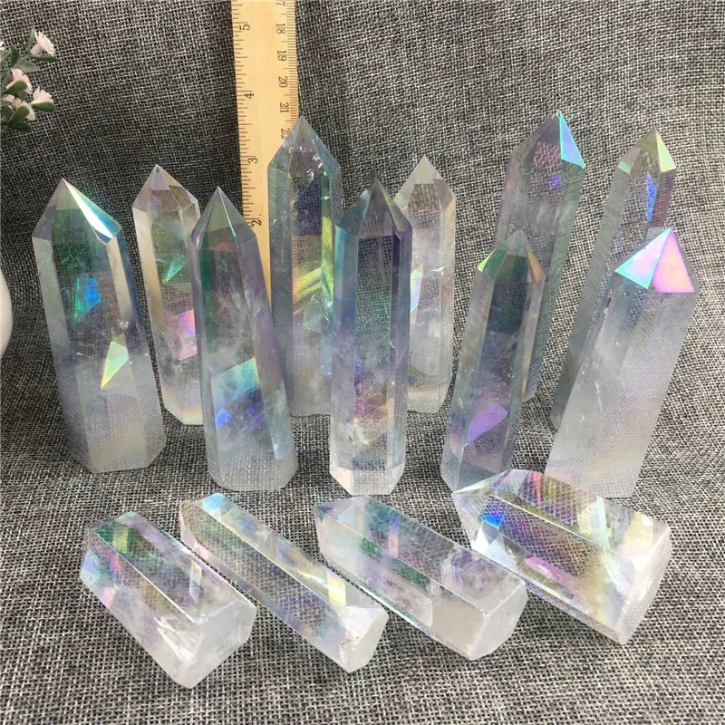 Aura Angel clear crystal stones wand point tower for healing quartz stone gift