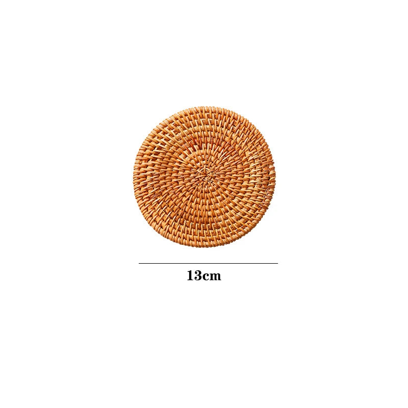 KIMLUD, KEMORELA 1PC Round Natural Rattan Coasters Bowl Pad Handmade Padding Cup Mat Insulation Placemats Kitchen Decoration Accessories, 1PC  13CM / M, KIMLUD APPAREL - Womens Clothes