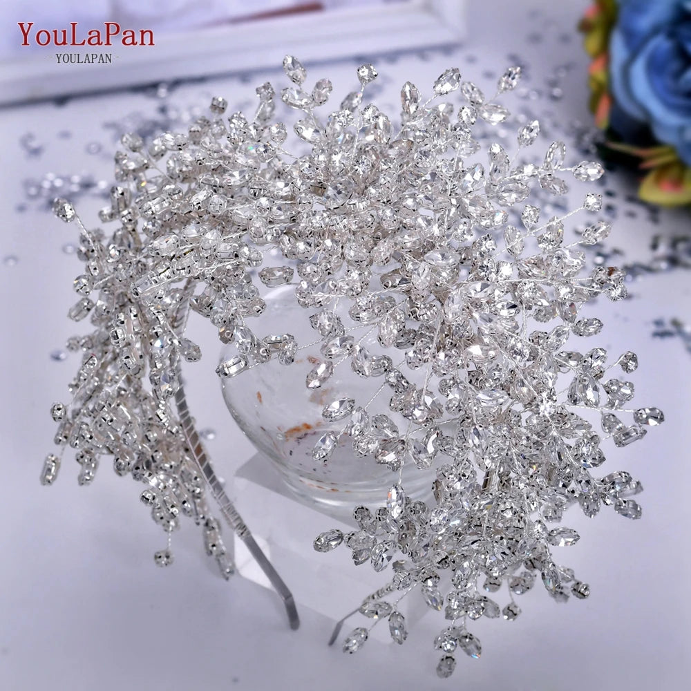 KIMLUD, YouLaPan Bride Exquisite Headband Tiara Full Rhinestone Bridesmaid Hair Band Women Fashion Headwear Wedding Accessories HP385, KIMLUD Womens Clothes