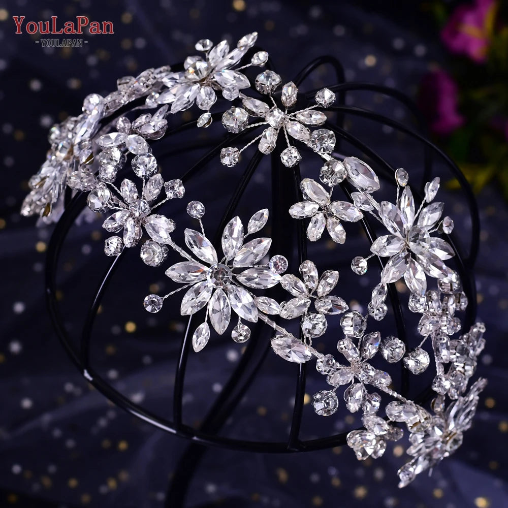 KIMLUD, TOPQUEEN HP304 Bridal Crowns and Tiaras Woman Headgear Rhinestone Hairbands Wedding Accessories Bride Headband Headdresses, HP402, KIMLUD APPAREL - Womens Clothes