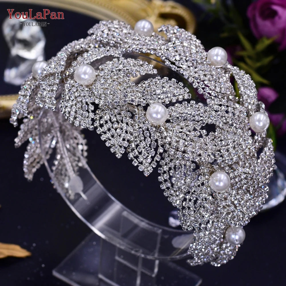 KIMLUD, TOPQUEEN HP304 Bridal Crowns and Tiaras Woman Headgear Rhinestone Hairbands Wedding Accessories Bride Headband Headdresses, HP411, KIMLUD APPAREL - Womens Clothes