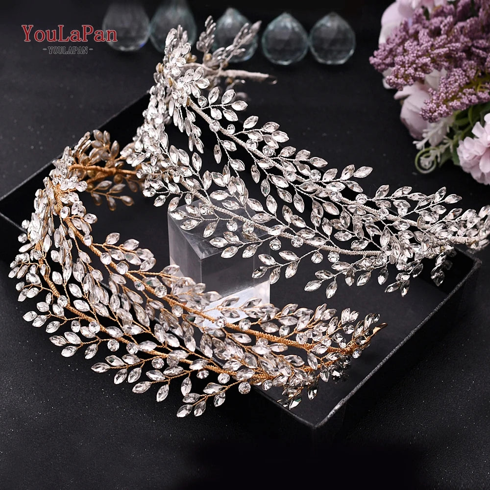 KIMLUD, TOPQUEEN HP304 Bridal Crowns and Tiaras Woman Headgear Rhinestone Hairbands Wedding Accessories Bride Headband Headdresses, KIMLUD Womens Clothes